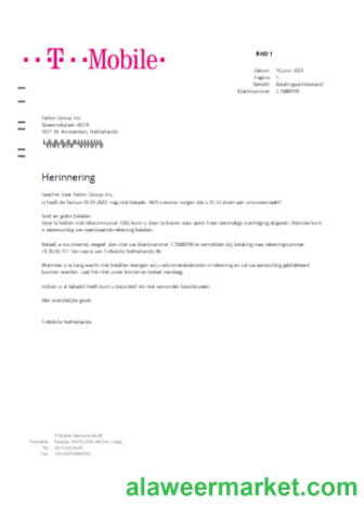 T-Mobile Netherlands utility business bill,  SCR